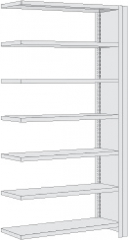 BERT-Büroregal verzinkt Vollblech-Seitenwand - Anbaufeld HxBxT 2325x1285x600 mm