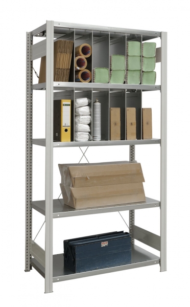 BERT-Regalmodul 4 Grundfeld HxBxT 2000x1005x500 mm Stecksystem Rahmen RAL 7035
