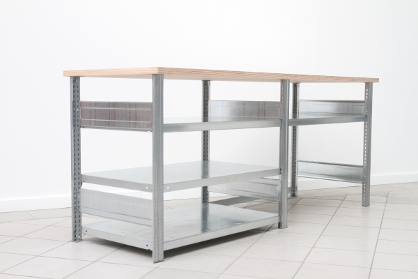 BERT-Werktisch Typ 3 HxBxT 880x2100x700 mm 1x1 Ebene, 1x3 Ebene Belastung 150 kg